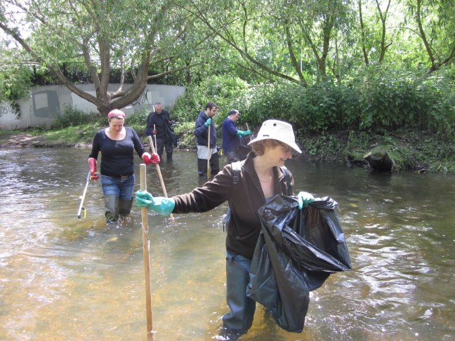 Volunteers enjoying their wade!