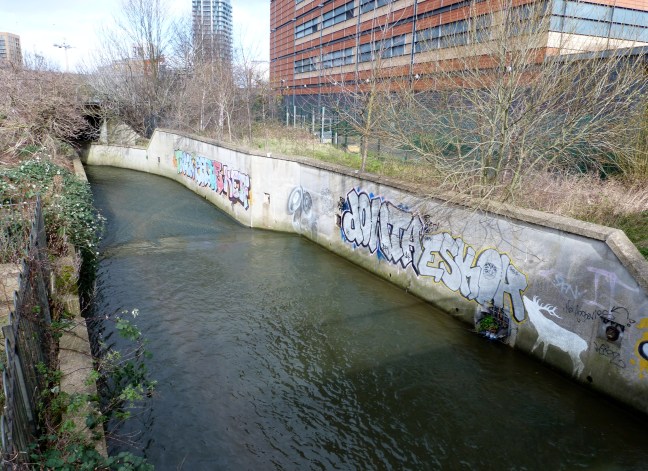 Riverdale Sculpture Park with ‘Lewisham Natureman‘ white stag amongst the graffiti