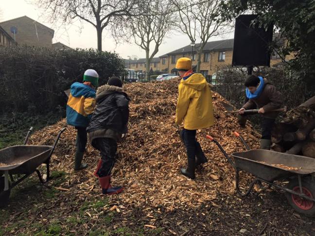 The woodchip pile!
