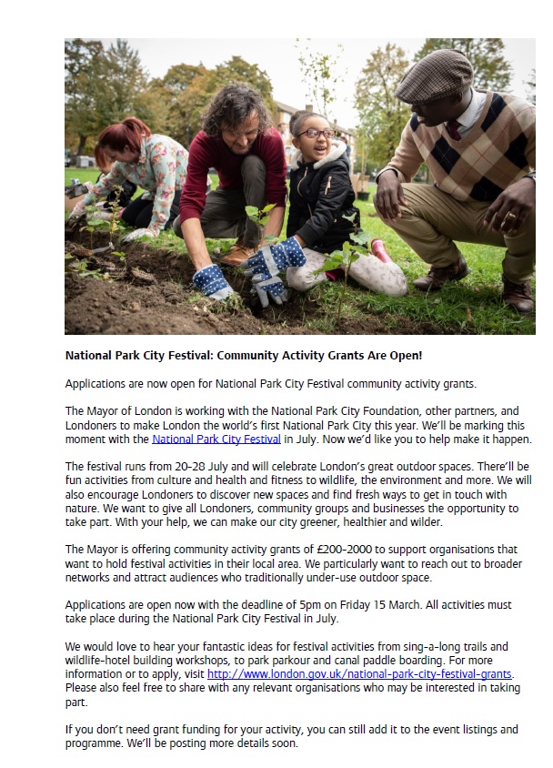 2019 National Park city grant