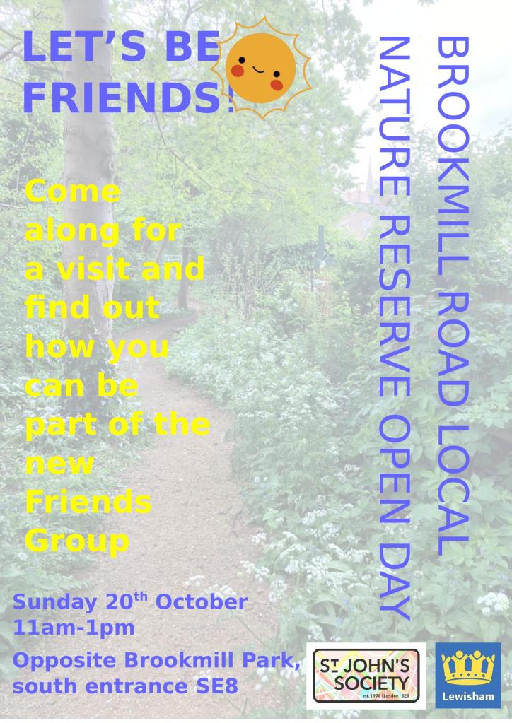 Join the Friends of Brookmill Road LNR on 20th October for an Open Day between 11am-1pm