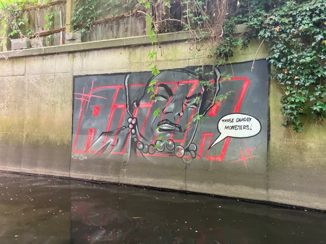 Street art of a person saying 'Those Quaggy Monsters'